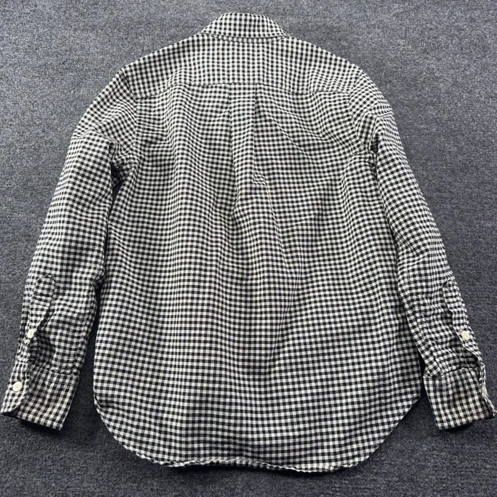 Ralph Lauren Boys Black White Gingham Button Down Shirt Size S 8 Pony Logo